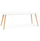Table / bureau droit scandinave 'Bolnäss XL' en bois blanc 4 pieds bois naturel – 200 x 90 cm