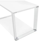 Bureau de direction droit 'Small Business' bois blanc pieds métal blanc et métal chromé – 140 x 70 cm