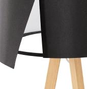 Lampe à poser scandinave trépied 'Stätiv' abat-jour noir 3 pieds en bois naturel