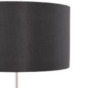 Lampe à poser design 'Okno' abat-jour cylindrique noir socle en métal brossé réglable
