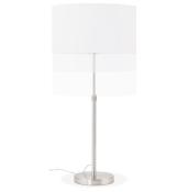 Lampe à poser design 'Okno' abat-jour cylindrique blanc socle en métal brossé réglable